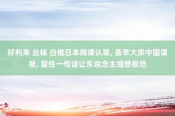 好利来 丝袜 白俄日本间谍认罪， 荟萃大宗中国谍报， 留住一句话让东说念主细想极恐