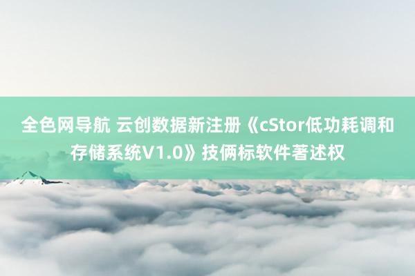 全色网导航 云创数据新注册《cStor低功耗调和存储系统V1.0》技俩标软件著述权