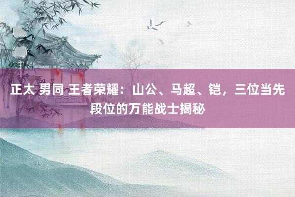 正太 男同 王者荣耀：山公、马超、铠，三位当先段位的万能战士揭秘