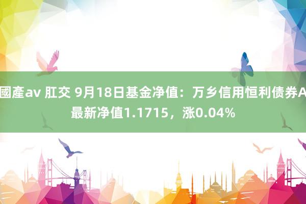 國產av 肛交 9月18日基金净值：万乡信用恒利债券A最新净值1.1715，涨0.04%