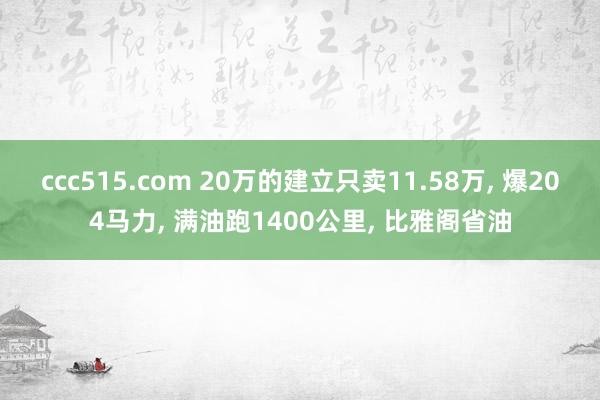 ccc515.com 20万的建立只卖11.58万， 爆204马力， 满油跑1400公里， 比雅阁省油