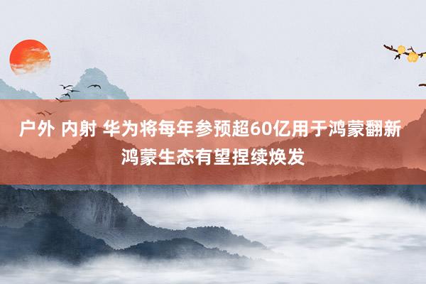 户外 内射 华为将每年参预超60亿用于鸿蒙翻新 鸿蒙生态有望捏续焕发