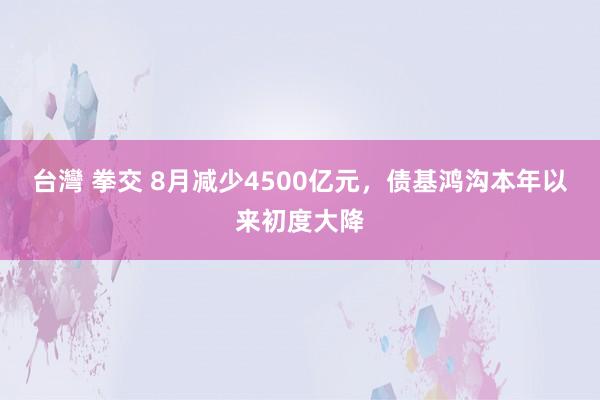 台灣 拳交 8月减少4500亿元，债基鸿沟本年以来初度大降