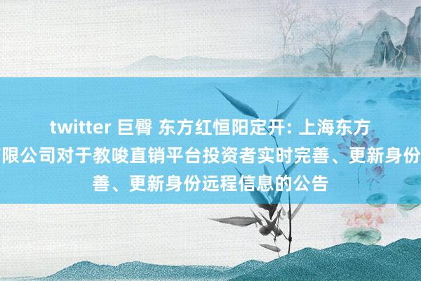 twitter 巨臀 东方红恒阳定开: 上海东方证券金钱处理有限公司对于教唆直销平台投资者实时完善、更新身份远程信息的公告