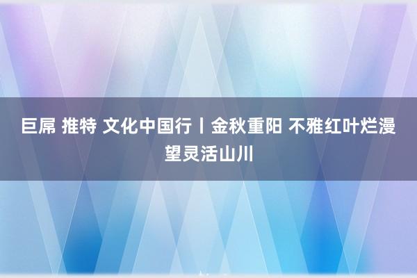 巨屌 推特 文化中国行丨金秋重阳 不雅红叶烂漫望灵活山川