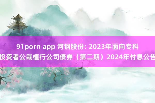 91porn app 河钢股份: 2023年面向专科投资者公栽植行公司债券（第二期）2024年付息公告