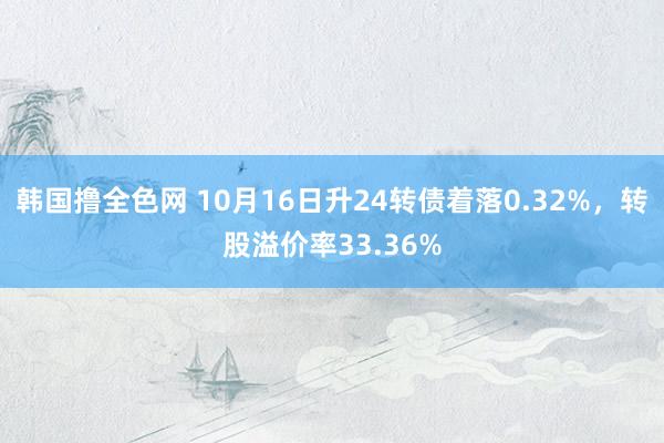 韩国撸全色网 10月16日升24转债着落0.32%，转股溢价率33.36%