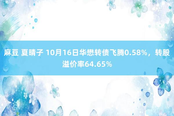 麻豆 夏晴子 10月16日华懋转债飞腾0.58%，转股溢价率64.65%