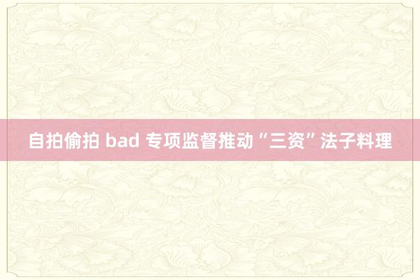 自拍偷拍 bad 专项监督推动“三资”法子料理