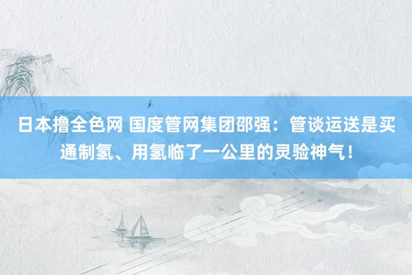 日本撸全色网 国度管网集团邵强：管谈运送是买通制氢、用氢临了一公里的灵验神气！