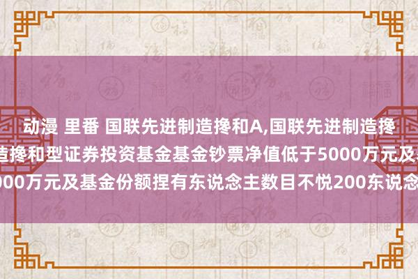 动漫 里番 国联先进制造搀和A，国联先进制造搀和C: 对于国联先进制造搀和型证券投资基金基金钞票净值低于5000万元及基金份额捏有东说念主数目不悦200东说念主的指示性公告