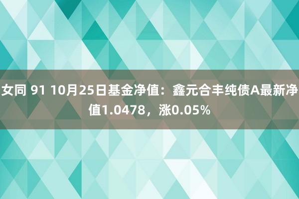 女同 91 10月25日基金净值：鑫元合丰纯债A最新净值1.0478，涨0.05%