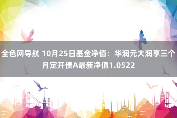 全色网导航 10月25日基金净值：华润元大润享三个月定开债A最新净值1.0522