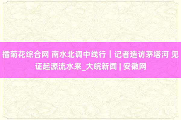 插菊花综合网 南水北调中线行｜记者造访茅塔河 见证起源流水来_大皖新闻 | 安徽网