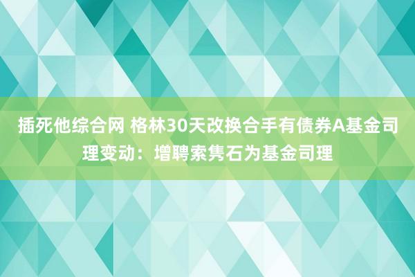 插死他综合网 格林30天改换合手有债券A基金司理变动：增聘索隽石为基金司理