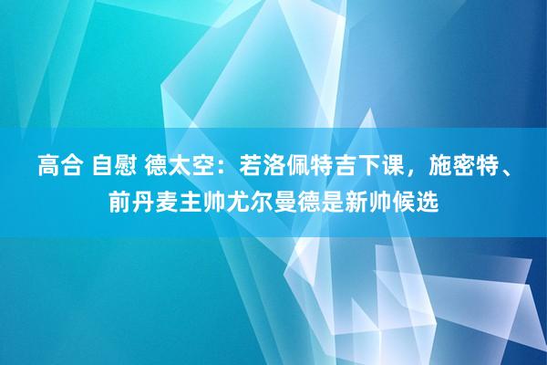 高合 自慰 德太空：若洛佩特吉下课，施密特、前丹麦主帅尤尔曼德是新帅候选