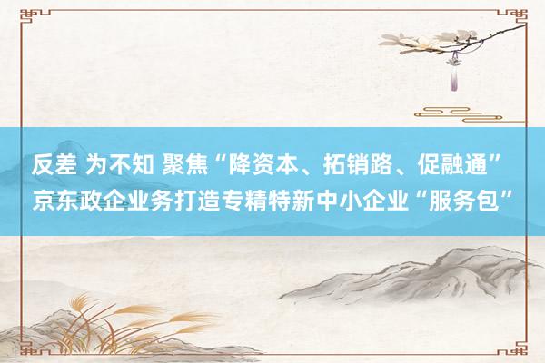 反差 为不知 聚焦“降资本、拓销路、促融通” 京东政企业务打造专精特新中小企业“服务包”