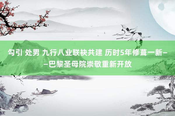 勾引 处男 九行八业联袂共建 历时5年修葺一新——巴黎圣母院崇敬重新开放