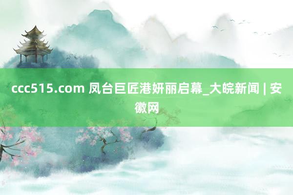 ccc515.com 凤台巨匠港妍丽启幕_大皖新闻 | 安徽网