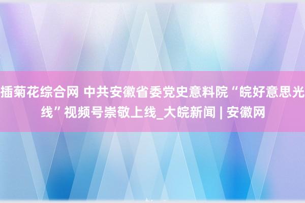 插菊花综合网 中共安徽省委党史意料院“皖好意思光线”视频号崇敬上线_大皖新闻 | 安徽网