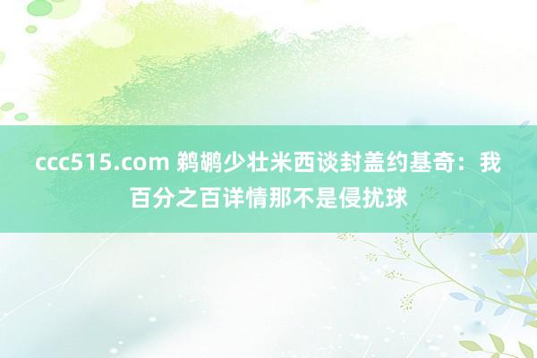 ccc515.com 鹈鹕少壮米西谈封盖约基奇：我百分之百详情那不是侵扰球