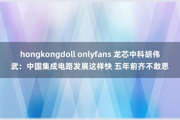 hongkongdoll onlyfans 龙芯中科胡伟武：中国集成电路发展这样快 五年前齐不敢思