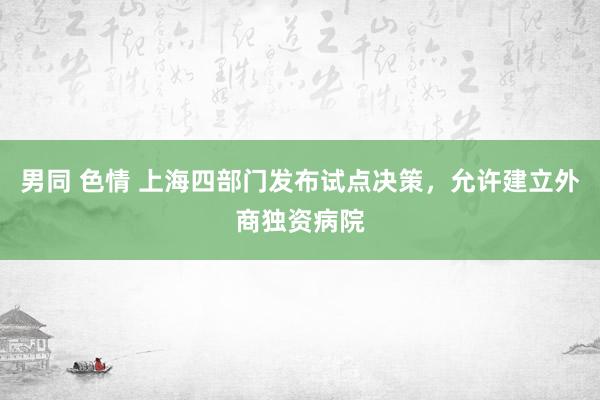 男同 色情 上海四部门发布试点决策，允许建立外商独资病院