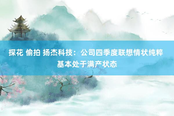 探花 偷拍 扬杰科技：公司四季度联想情状纯粹 基本处于满产状态