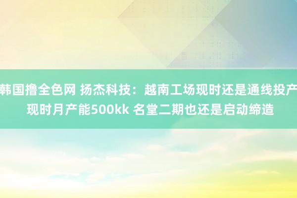 韩国撸全色网 扬杰科技：越南工场现时还是通线投产 现时月产能500kk 名堂二期也还是启动缔造