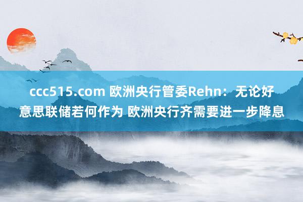 ccc515.com 欧洲央行管委Rehn：无论好意思联储若何作为 欧洲央行齐需要进一步降息