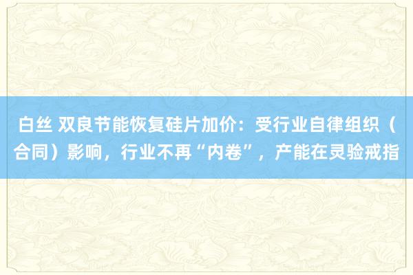 白丝 双良节能恢复硅片加价：受行业自律组织（合同）影响，行业不再“内卷”，产能在灵验戒指