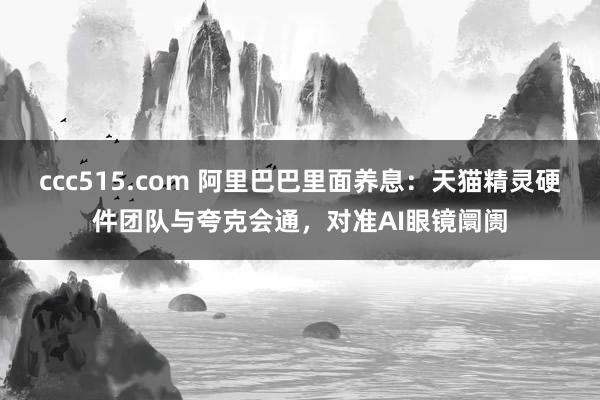 ccc515.com 阿里巴巴里面养息：天猫精灵硬件团队与夸克会通，对准AI眼镜阛阓